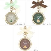喫茶スイーツチャームウォッチ 時計 定形外 送料無料 N03525A-0 バッグチャーム キーホルダー アクセサリー ウォッチ クオーツ時計 喫茶店 プリン ホットケーキ クリームソーダ リボン かわいい 学生