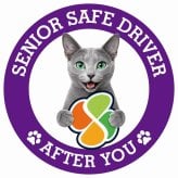 カーサイン 高齢者マーク SENIOR SAFE DRIVER ロシアンブルー ステッカー シール 直径13cm 肉球 日本製 車