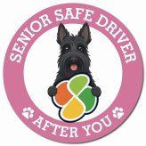 カーサイン 高齢者マーク SENIOR SAFE DRIVER スコティッシュテリア マグネット 強力 直径13cm 肉球 日本製 車 ステッカー