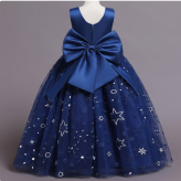 子供 ドレス ピアノ発表会 ドレス コンクール ノースリーブ かわいい ロング ロングドレス フリル ジュニアドレス 結婚式 フラワーガール　花柄 星柄　赤 ネイビー　ピンク110　120 130 140 150 160