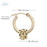 ハワイアンジュエリー フープピアス ピアス イエローゴールド ピアス 外径15mm クロッシングピアス プルメリア 透かし バレル 樽 ゴールド 揺れる 片耳(1個)購入可 K14 14K 20G ゲージ 彼女 妻 女性 レディース プレゼント ハロウィン 【品番：GE221】