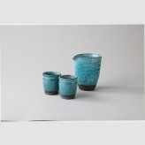 ブルー粉引　冷酒器揃 陶器 美濃焼 やきものの里から、暮らしを贈ります。　ギフト 食器 セット テーブルウェア