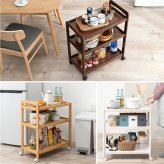収納家具 ラック キッチンワゴン VW-7977 天然木 ワゴン 幅34×奥行59cm 木製 サブテーブル マルチ キッチン リビング コンパクト ワゴン収納 食器 調味料 作業用 キャスター付き 移動楽々
