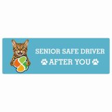 カーサイン 高齢者マーク SENIOR SAFE DRIVER ベンガル ステッカー シール 長方形 15x5cm 肉球 日本製 車