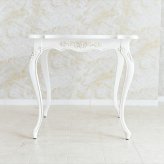 テーブル 2人 アンティーク 調 ホワイト おしゃれ 輸入家具 ロココ 白 四角 フィレンツェ リッカルディ SQ80 ヨーロピアン 輸入テーブル 木製 フレンチカントリー かわいい 猫脚テーブル 猫足 白家具 姫系 新生活
