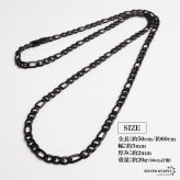 ステンレス フィガロ喜平ネックレス ブラック チェーンネックレス 幅5mm 細身 かっこいい クール シンプル 大人 中折れ メンズ 男性 金属アレルギー対応