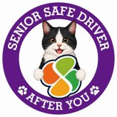 カーサイン 高齢者マーク SENIOR SAFE DRIVER 黒白（ハチワレ） ステッカー シール 直径13cm 肉球 日本製 車