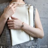 ステンレス マンテルブレスレット バイカラー 2カラー レディース ペーパークリップチェーン Hクリップ 腕輪 トグル 留め具 オーバルリンク 大ぶり 太め シンプル おしゃれ 上品 きれいめ カジュアル モード アクセサリー 女性