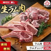 ラムステーキ400ｇ　ラムチョップ500ｇ　羊肉セット　(ラム肉 タレ付き)　焼肉 バーベキュー BBQ 網焼き 塩コショウやジンギスカンのタレに漬けて焼いて下さい 北海道 グルメ 食品 肉 羊肉 ラム【送料無料※沖縄・離島除く】