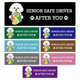 カーサイン 高齢者マーク SENIOR SAFE DRIVER ビションフリーゼ ステッカー シール 長方形 15x5cm 肉球 日本製 車