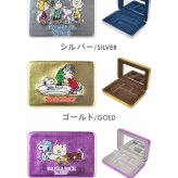 スヌーピー アクセサリーケース SNOOPY ジュエリーケース コンパクトミラー ミラー付き マルチケース コンパクト ミラーケース 小物ケース 仕切り付き 持ち運び 旅行 携帯用 メタリック おしゃれ かわいい 刺繍 起毛 鏡 ゴールド シルバー パープル 誕生日 プレゼント ギフト