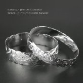 ハワイアンジュエリー バングル ハワイアンジュエリー ブレスレット 幅12mm 刻印 無料 サイズが選べる クローズバングル カットアウト スクロール シルバー925 太め 彼女 妻 女性 レディース 誕生日 プレゼント ハロウィン 【品番：B1040-12】
