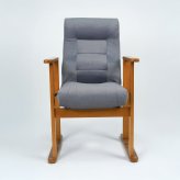 高座椅子 リング リクライニング 天然木 グレー・オーカー W57.5xD55-89xH98cm座面高47/50/53cm 座椅子 リクライニングチェア パーソナルチェア 肘付き グレイ オーカー おしゃれ