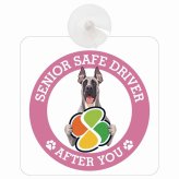 カーサイン 高齢者マーク SENIOR SAFE DRIVER グレートデン 車内用 吸盤タイプ 収れん火災防止タイプ 肉球 日本製 車 ステッカー