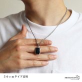 ステンレス ブラック ストーンネックレス ペンダントネックレス 小ぶり シンプル ダブル喜平チェーン 細身 シルバー メタル 小さい プレート 四角 長方形 幾何学 メンズ 男性 金属アレルギー対応