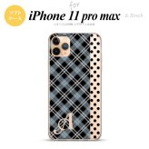 iPhone11ProMax iPhone11pro max スマホケース ソフトケース タータン ドット 黒 +アルファベット メンズ レディース nk-i11pm-tp1535i