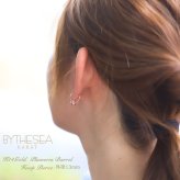 ハワイアンジュエリー フープピアス ピアス ピンクゴールド ピアス 外径13mm クロッシングピアス プルメリア 透かし バレル 樽 小ぶり ゴールド 揺れる 片耳(1個)購入可 K14ピンクゴールド 20G ゲージ BY THE SEA バイザシー プレゼント ハロウィン 【品番：GE211R】