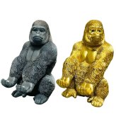 スマホスタンド おしゃれ 卓上 ゴリラ 置物 高さ18cm 動物 黒 金 グッズ 金色 アニマル オブジェ 縁起物 豪華 プレゼント ギフト かわいい  リアル おもしろインテリア スマホホルダー デスク ガーデンオーナメント 玄関 雑貨 写真立て メニュー立て 面白い ゴールド woobia
