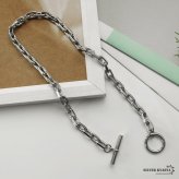 ステンレス マンテルネックレス ごつめ 長小豆 コマ長 チェーンネックレス シルバー 重厚感 シンプル 存在感 メタル お洒落 スクエア メンズ 男性 金属アレルギー対応