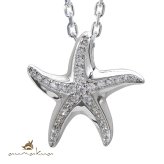 ハワイアンジュエリー シルバー ネックレス 刻印 無料 スターフィッシュ ヒトデ ひとで 海星 ジルコニア ロジウムコーティング シルバー925 ギフトラッピング可能 チェーン 長さ選べる aumakua メンズ レディース プレゼント ハロウィン 【品番：CG-252-11-01】