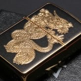 【名入れ】送料無料 zippo ジッポ ライター ドラゴンGシリーズ　Dragon　G　金メッキ　BK　ブラック　両面フルカラー ユニットゴールド　龍　DRG-BK　オイルライター 黒　竜 カッコイイ おしゃれ ギフト 縁起　幸運　誕生日 [zDRG-BK]