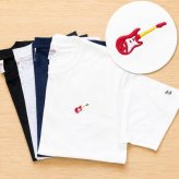 名入れ無料 名前入りTシャツ tシャツ ギター エレキギター 厚手 メンズ レディース 半袖 クルーネック ワンポイント刺繍 ユニセックス S M L XL 6.2オンス コットン 綿 ホワイト 白 ブラック 黒 アッシュ ライトグレー ネイビー 紺 母の日 プレゼント【t35】【送料無料】