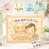 似顔絵 金婚式 ギフト 手描き 贈り物 名入れ プレゼント 金婚式 お祝い 結婚50周年 結婚記念日 記念日 家族 夫婦 両親 お父さん 祖父母 お母さん 名入れ 修正無料 下書き確認 そっくり 一生もの 親孝行 サプライズ 感謝 長寿 50周年 思い出 披露宴 百寿祝い 結婚祝い 卒寿祝い 喜寿祝い メモリアル キレイ 応援 闘病中の方への励まし 長寿祝い