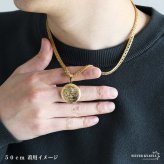 ステンレス ロケットネックレス ダブル喜平チェーンネックレス ロケットペンダント フラワーネックレス 写真 記念 思い出 ハワイアンネックレス 50cm 60cm 18KGP ゴールドネックレス シルバー 花 6面カット メンズ 男性 金属アレルギー対応