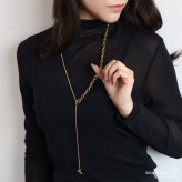 ステンレス ロングネックレス ぷっくりマンテル ギザギザアズキ スネーク Y字 チョーカー ラリエット 二重巻き ショートネックレス ゴールド 18KGP レディース 女性 金属アレルギー対応