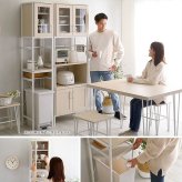 食器棚 ゴミ箱収納付き キッチン ゴミ箱 上 収納 ラック 幅34cm 奥行40cm 高さ183cm すきま収納タイプ スリム すきまラック すきま収納ラック ゴミ箱上台 ゴミ箱上棚 ゴミ箱上 ごみ箱ラック 作業台 北欧 おしゃれ かわいい キッチン収納