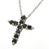 ネックレス K18 ブラックダイヤモンド 0.3ct クロス ペンダント 18金 ゴールド メンズ レディース 十字架 天然石 ジュエリー アクセサリー ギフト プレゼント