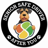 カーサイン 高齢者マーク SENIOR SAFE DRIVER エアデールテリア マグネット 強力 直径13cm 肉球 日本製 車 ステッカー
