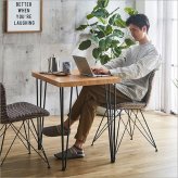 ファブリックダイニングチェア2脚 75cm幅テーブル 3点セット ダイニングテーブルセット テーブル チェア 2人掛け スチール脚 オシャレ カフェ ヴィンテージ 木目 レトロ モダン ファブリック 新生活