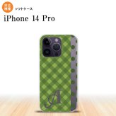 iPhone14 Pro iPhone14 Pro スマホケース 背面ケースソフトケース チェック ドット 緑 +アルファベット 2022年 9月発売 nk-i14p-tp1524i