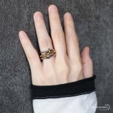 ステンレス 3連リング コネクテッドリング ごつめ ワイド ボリューム ゴールド シルバー コンビ 指輪 重厚感 太め 大きめ 存在感 メタル お洒落 重ね 大人っぽい プチプラ レディース 女性 金属アレルギー対応