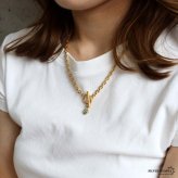ステンレス 誕生石ネックレス マンテル ハート ゴールド 12タイプ レディース 小豆チェーン ペンダント カラーストーン フロント留め モチーフ 上品 大人可愛い カジュアル きれいめ 胸元 ワンポイント 金属アレルギー対応