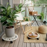 ガーデン エクステリア アイアン製プランタースタンド キャスター付 大小2個セット 「DECOR」(デコール) IF-N003637-2P 花台 鉢置き 鉢 プランター フラワースタンド スタンド ボード 鉄製 スチール おしゃれ