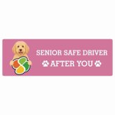 カーサイン 高齢者マーク SENIOR SAFE DRIVER ラブラドゥードル ステッカー シール 長方形 15x5cm 肉球 日本製 車