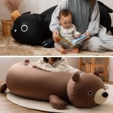 ペット家具 ペット用品 ビーズクッション アニマルクッション 約130×60×50cm 特大 巨大 大きい 大きめ くま クマ ねこ ネコ 黒猫 動物