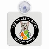 カーサイン 高齢者マーク SENIOR SAFE DRIVER エジプシャンマウ 車内用 吸盤タイプ 収れん火災防止タイプ 肉球 日本製 車 ステッカー