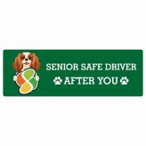 カーサイン 高齢者マーク SENIOR SAFE DRIVER キャバリアキングチャールズスパニエル ステッカー シール 長方形 15x5cm 肉球 日本製 車
