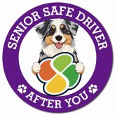 カーサイン 高齢者マーク SENIOR SAFE DRIVER オーストラリアンシェパード マグネット 強力 直径13cm 肉球 日本製 車 ステッカー