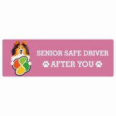 カーサイン 高齢者マーク SENIOR SAFE DRIVER シェットランドシープドッグ ステッカー シール 長方形 20x6.7cm 肉球 日本製 車