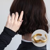 ステンレス ウェーブリング 2カラー 18KGP ゴールド gold シルバー ゆがみ シンプル オープンリング フリーサイズ レディース 女性 指輪 金属アレルギー対応