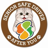 カーサイン 高齢者マーク SENIOR SAFE DRIVER スコティッシュフォールド マグネット 強力 直径13cm 肉球 日本製 車 ステッカー
