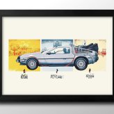 日本製 バック トゥ ザ フューチャー デロリアン タイムマシーン A3 サイズ ポスター アート おしゃれ 絵画 インテリア 北欧 イラスト マット紙 艶消し アートパネル 額 フレーム デザイン 壁掛け ギフト 新築祝い ディスプレイ  速達 送料無料