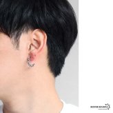 シルバー925 チェーンピアス アンティークピアス アズキ フープ シルバー スタッド 大きめ カーブ 片耳1点 メンズ 男性 金属アレルギー対応 イヤリング