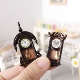 ミニチュア 時計 2点セット アンティーク調 振り子時計 置物 ミニチュア家具 ドールハウス レトロ インテリア オブジェ ディスプレイ 雑貨 コレクション