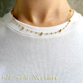 k18 ステーション ネックレス k18 ネックレス 18金 ネックレス レディース ミラーボール ステーション デザイン ネックレス 約45cm スライド式長さ調節可 40cm + 5cmアジャスターチェーン 18k チェーン 18金 ゴールド チェーン 地金 レディース ステーション アクセサリー