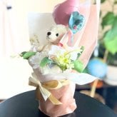 くま入り バルーンフラワーブーケ 花束 ハートバルーン ギフト 誕生日 プレゼント 発表会 卒業祝い 入学祝い 結婚祝い 記念日 女性 女友達 子供 お祝い ぬいぐるみ おしゃれ かわいい バルーンブーケ フラワーギフト ピンク ブルー ブラウン